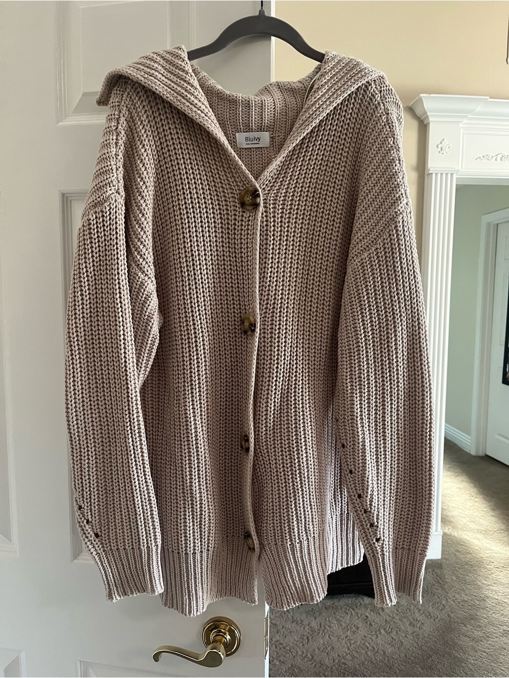 Bluivy Light Taupe Chunky Knit Cardigan